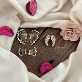 Vriksham Designer Wings AD Stone 3 In 1 Front Back Earrings-G19206